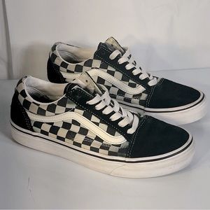 Vans Old Skool Checkerboard Black White Low Top Sneakers Women's 6.5 Men's 5